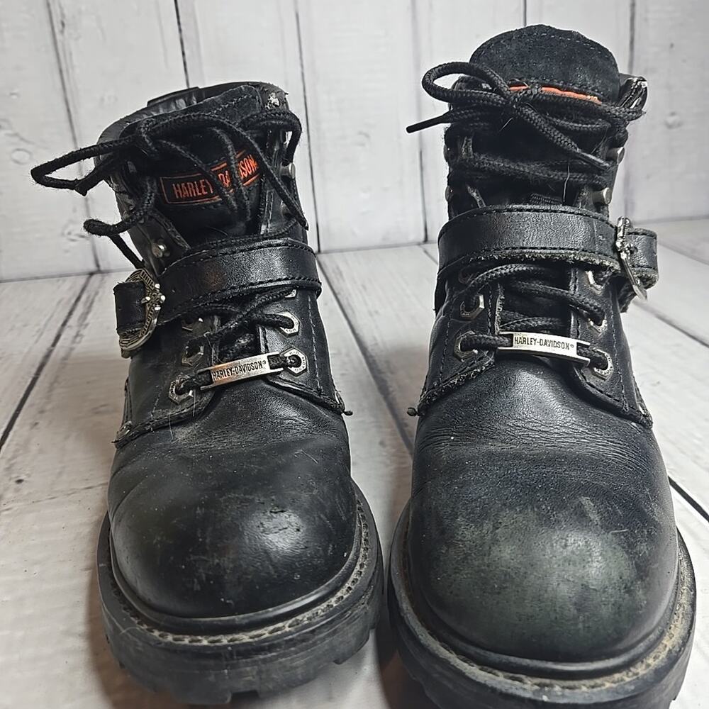 Harley Davidson Faded Glory Boots Women's Size 8.5 Black Leather Buckle 81024 - Picture 3 of 14